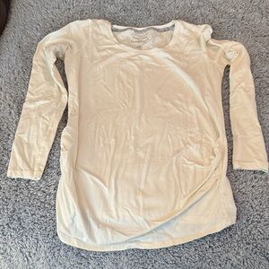 Motherhood White Scoop Neck Long Sleeve Maternity Top